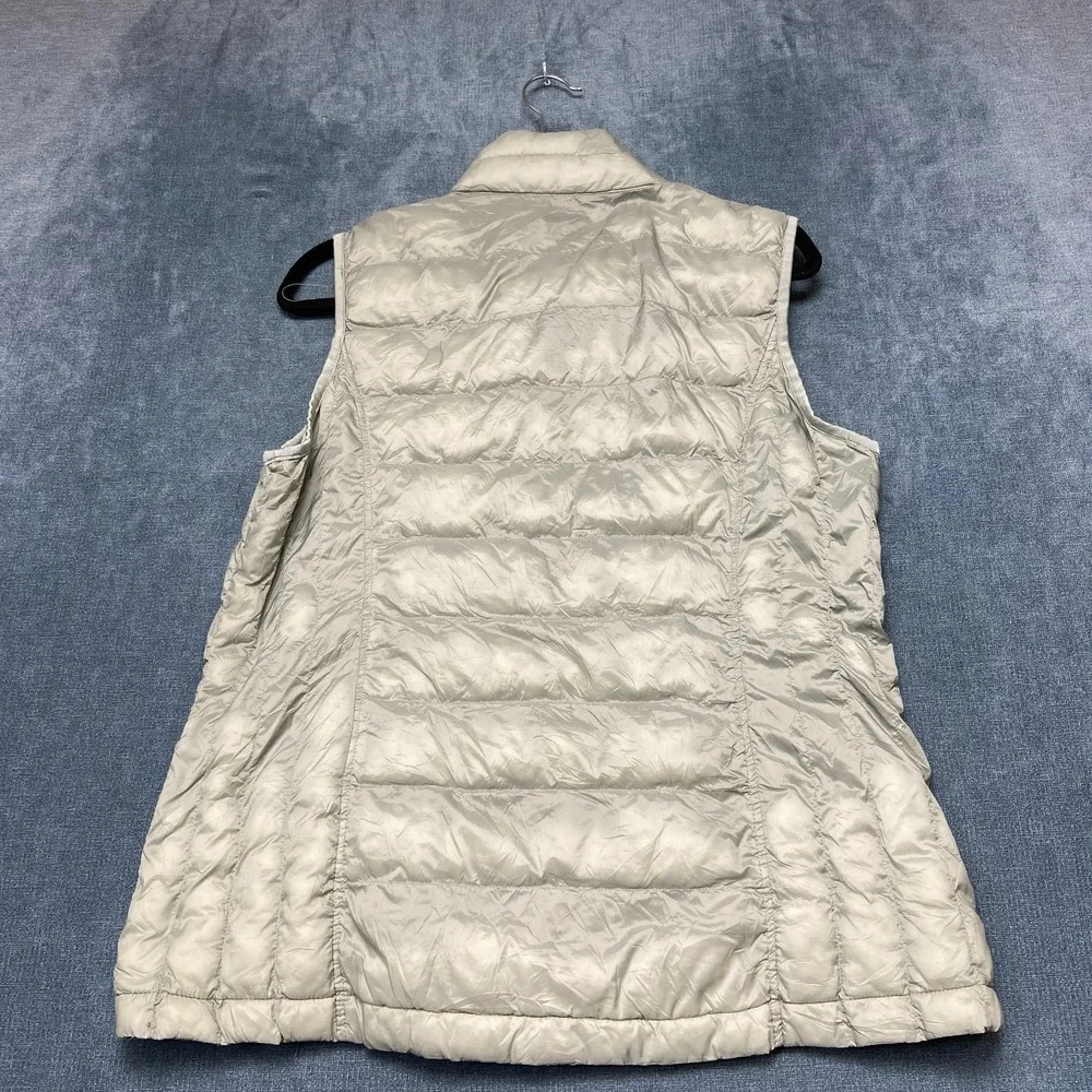 32 Degrees Heat Down Puffer Vest Womens L Gray Nylon Full Zip Mock Neck Casual